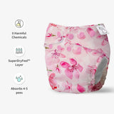 UNO Regular Cloth Diaper with only Dry Feel Pad (No Booster) - Cherry Blossom