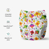 UNO Regular Cloth Diaper with only Dry Feel Pad (No Booster) - Coloured Skies