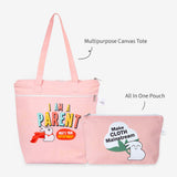 Multipurpose Canvas Tote with All-In-One Pouch (Pink)