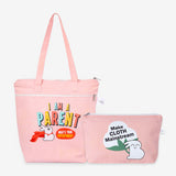 Multipurpose Canvas Tote with All-In-One Pouch (Pink)