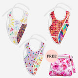 Waterproof Cloth Bibs Pack of 3 with Free Coin Pouch