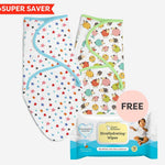 Dry Feel Swaddle Wrap + FREE 72 Wipes